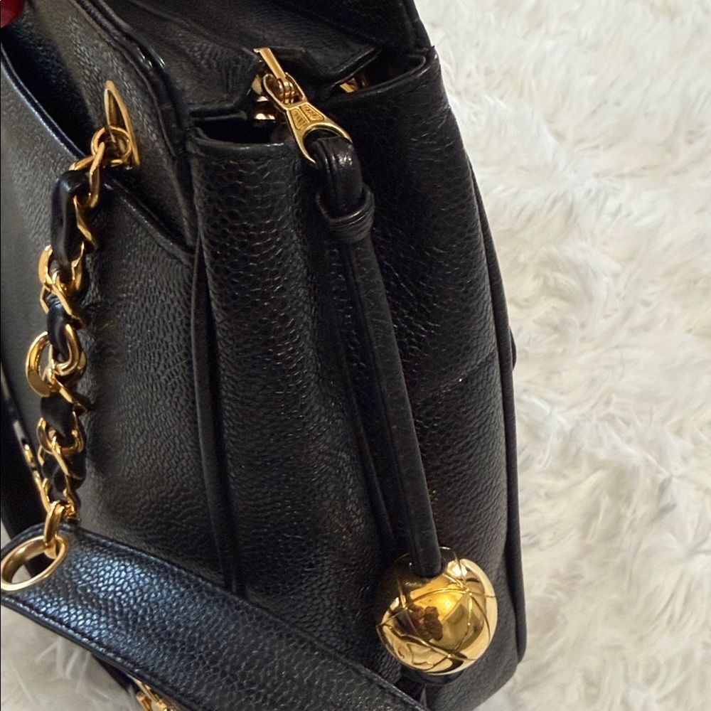 Authentic Chanel Triple CC Black/Gold Caviar Leather Chanel Shoulder Bag. - Picture 12 of 17